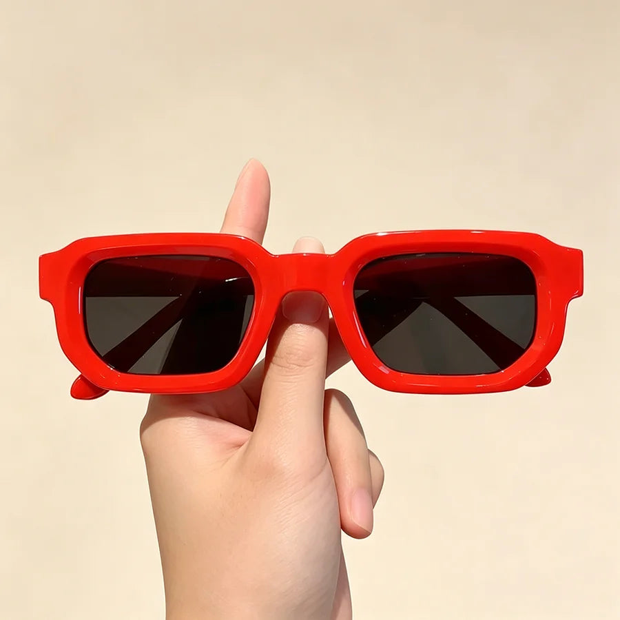 6Pcs/Set Women Vintage Rectangle Frame Sunglasses Fashion Retro Sun Glasses Luxury Brand Design Glasses Eyewear Men Goggle